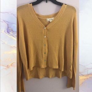 Yellow button down top